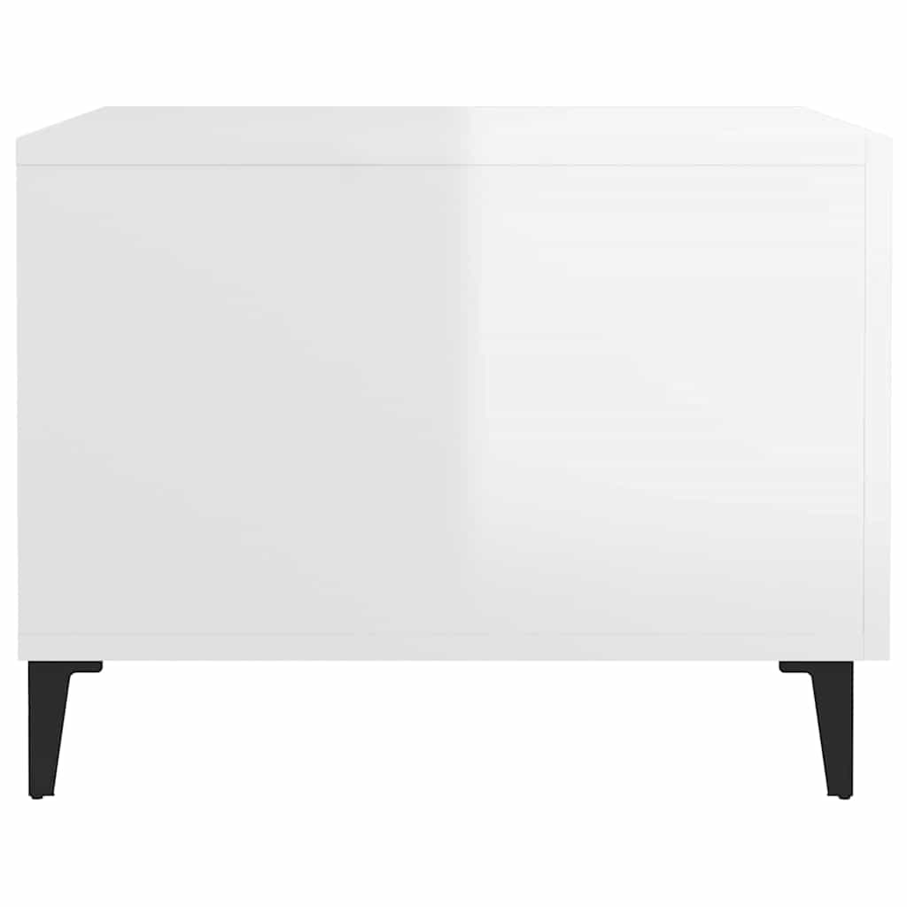 Tavolino Salotto con Gambe in Metallo Bianco Lucido 50x50x40cm