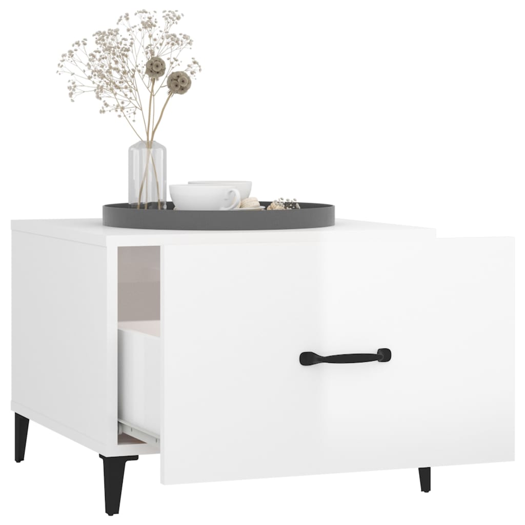 Tavolini Salotto Gambe in Metallo 2 pz Bianco Lucido 50x50x40cm | homemem39