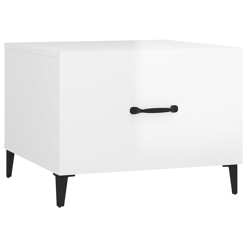Tavolini Salotto Gambe in Metallo 2 pz Bianco Lucido 50x50x40cm | homemem39