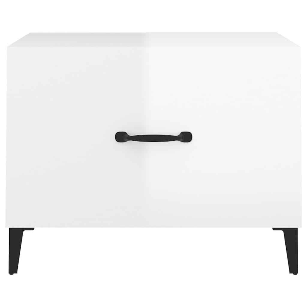 Tavolini Salotto Gambe in Metallo 2 pz Bianco Lucido 50x50x40cm | homemem39