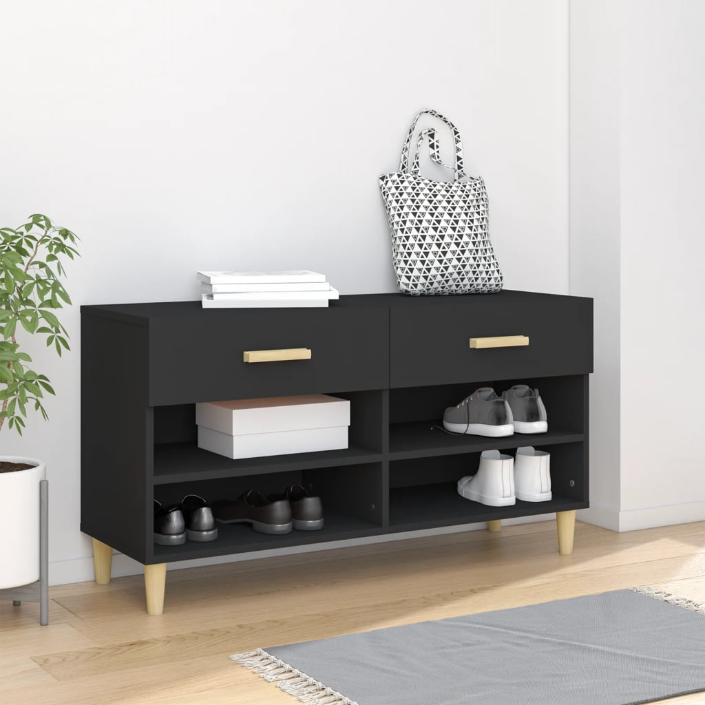 Scarpiera Nera 102x35x55 cm in Legno Multistrato - homemem39