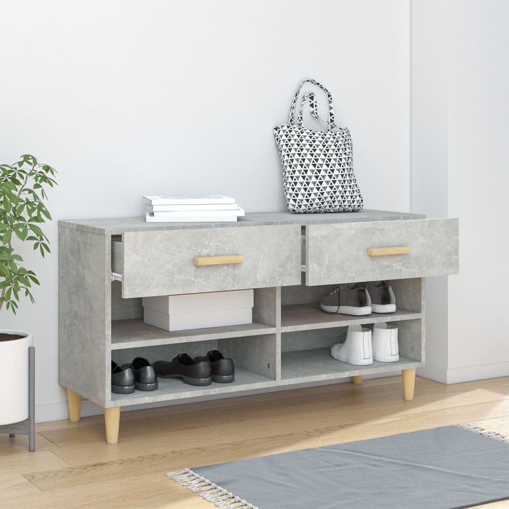 Scarpiera Grigio Cemento 102x35x55 cm in Legno Multistrato - homemem39