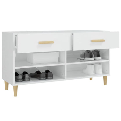 Scarpiera Bianco Lucido 102x35x55 cm in Legno Multistrato - homemem39