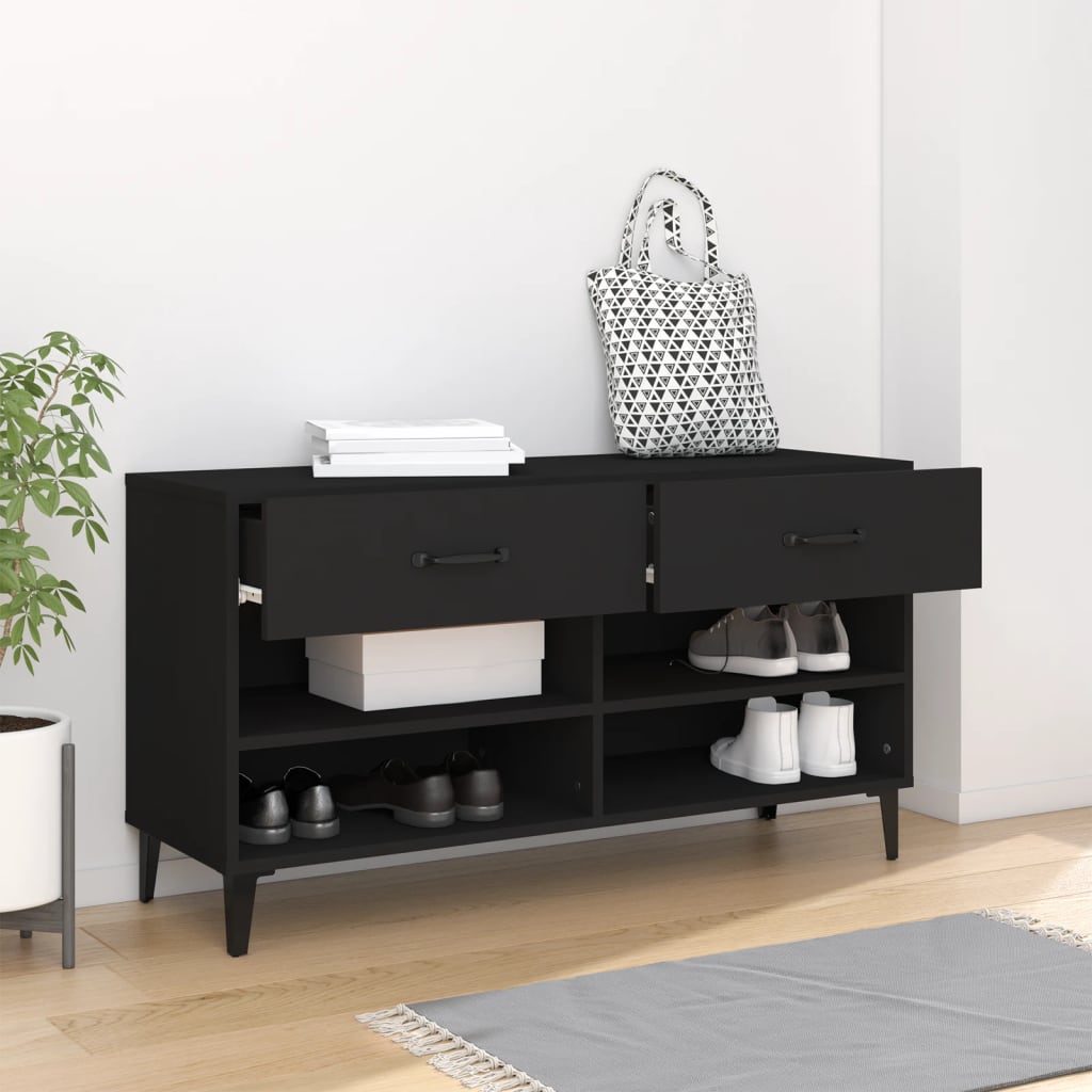 Scarpiera Nera 102x35x55 cm in Legno Multistrato - homemem39