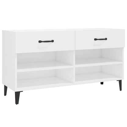 Scarpiera Bianco Lucido 102x35x55 cm in Legno Multistrato - homemem39