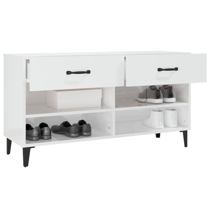 Scarpiera Bianco Lucido 102x35x55 cm in Legno Multistrato - homemem39