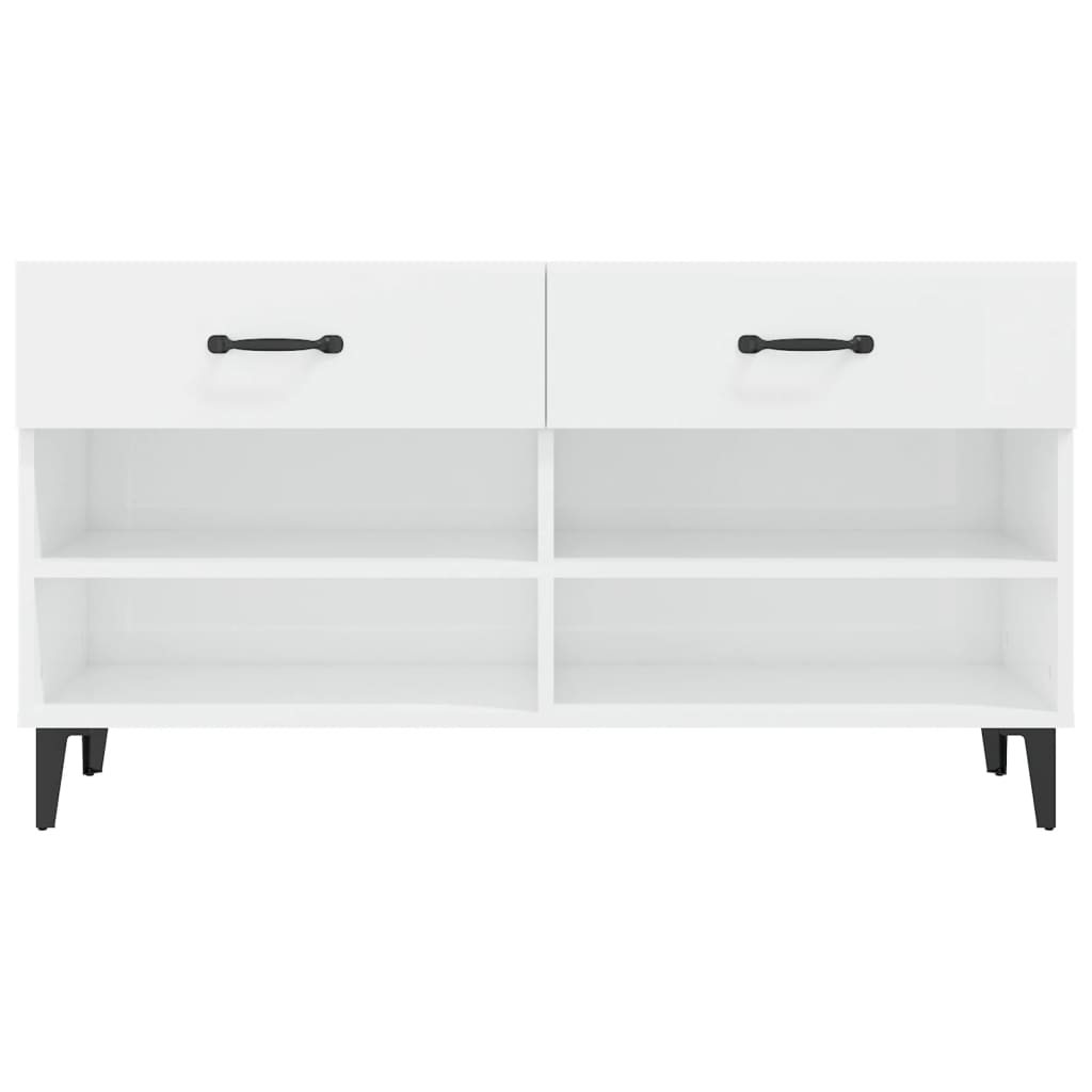 Scarpiera Bianco Lucido 102x35x55 cm in Legno Multistrato - homemem39