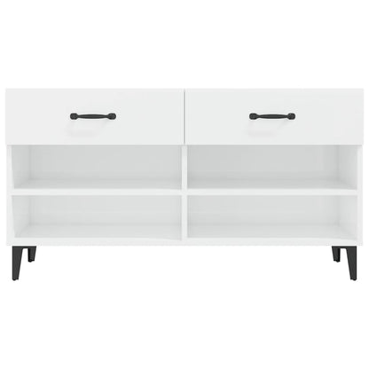 Scarpiera Bianco Lucido 102x35x55 cm in Legno Multistrato - homemem39