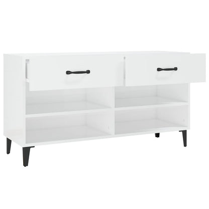 Scarpiera Bianco Lucido 102x35x55 cm in Legno Multistrato - homemem39
