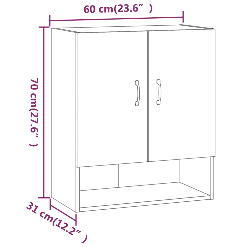Armadietto a Muro Bianco 60x31x70 cm in Legno Multistrato