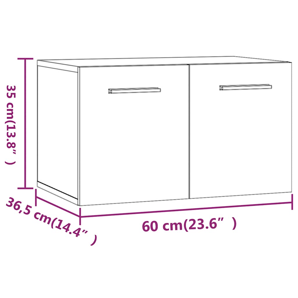 Mobile a Parete Grigio Cemento 60x36,5x35 cm Legno Multistrato