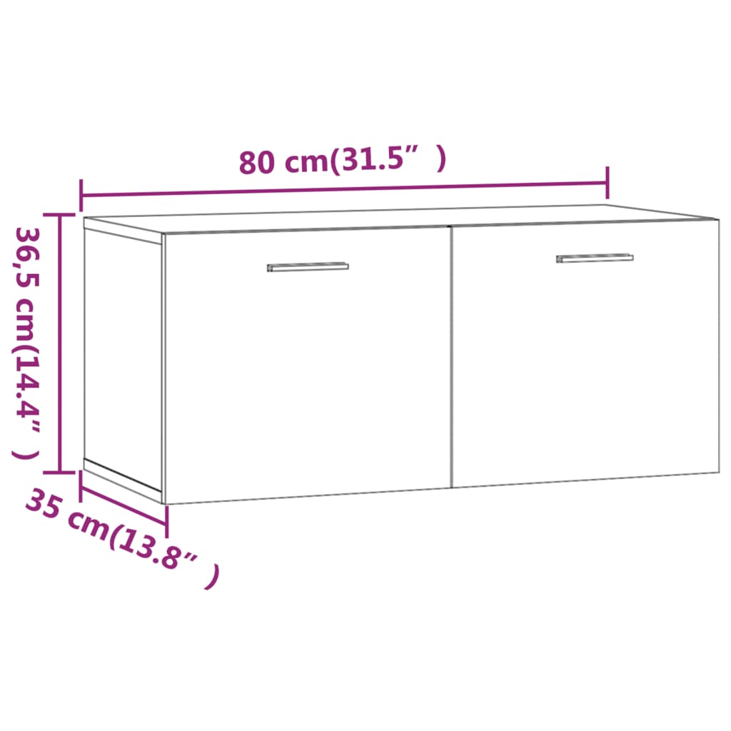 Armadietto a Muro Bianco Lucido 80x36x50 cm Legno Multistrato - homemem39