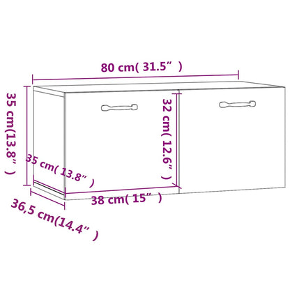 Mobile a Parete Bianco 80x36,5x35 cm in Legno Multistrato | homemem39