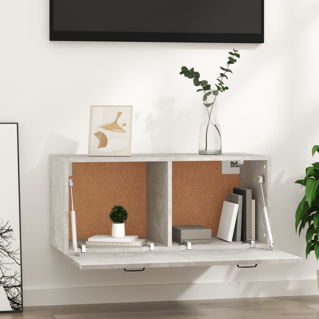 Mobile a Parete Grigio Cemento 80x36,5x35 cm Legno Multistrato | homemem39