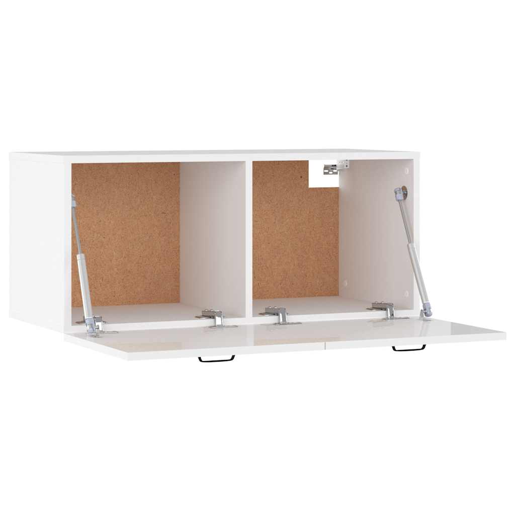 Mobile a Parete Bianco Lucido 80x36,5x35 cm Legno Multistrato | homemem39