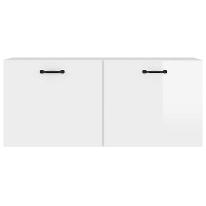 Mobile a Parete Bianco Lucido 80x36,5x35 cm Legno Multistrato | homemem39