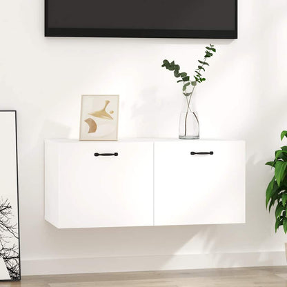 Mobile a Parete Bianco Lucido 80x36,5x35 cm Legno Multistrato | homemem39