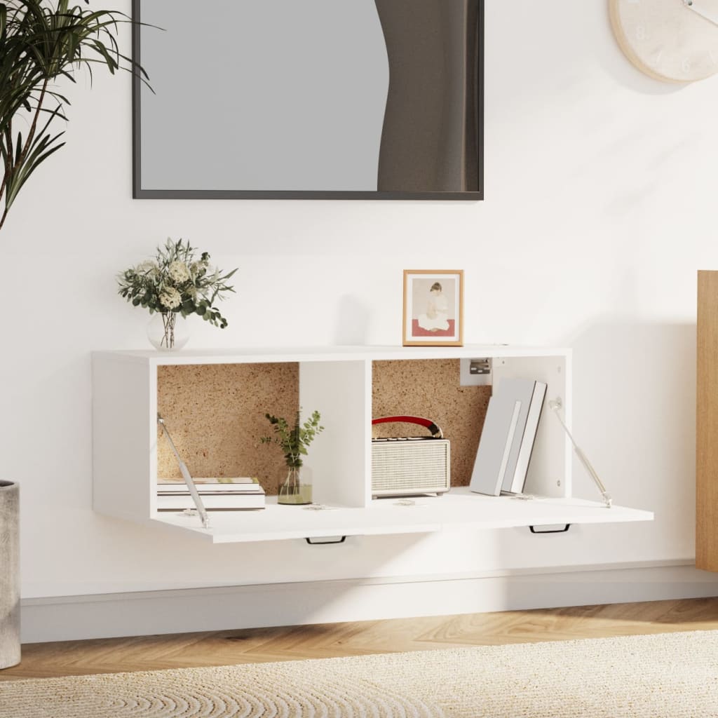 Mobile Pensile Bianco 100x36,5x35 cm Legno Multistrato | homemem39