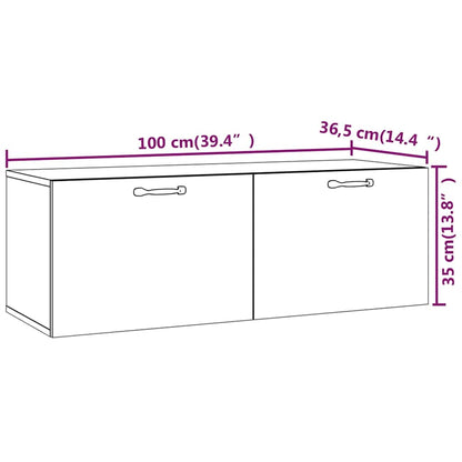 Mobile Pensile Bianco 100x36,5x35 cm Legno Multistrato