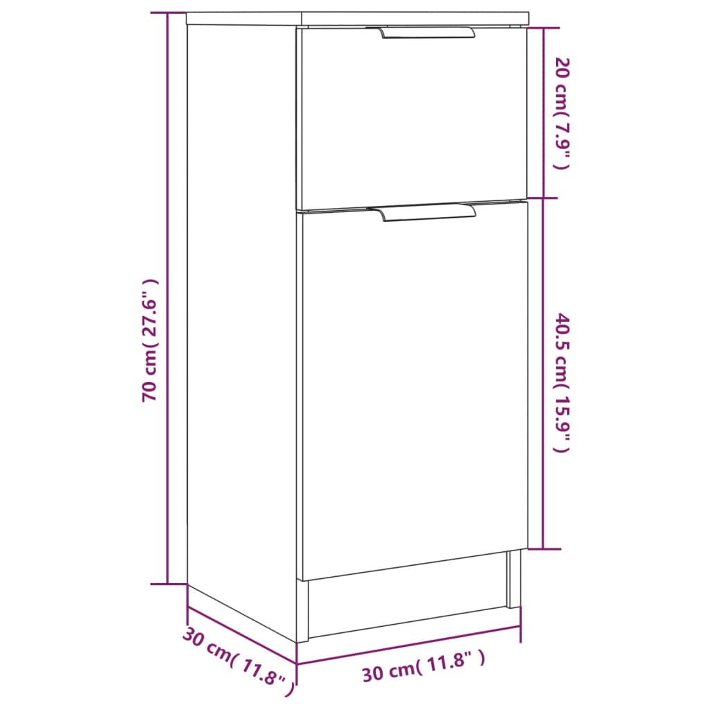 Credenze 2 pz Grigio Sonoma 30x30x70 cm in Legno Multistrato - homemem39