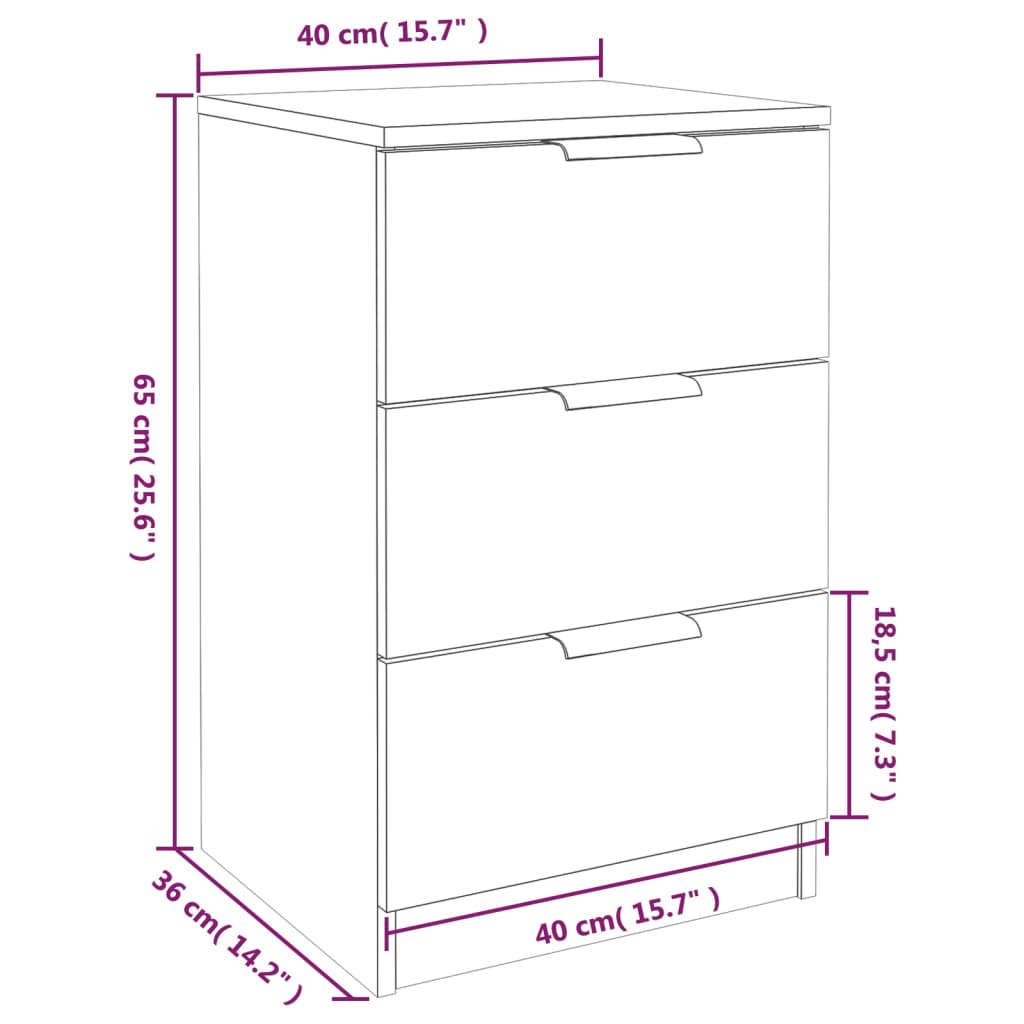 Comodini 2 pz Rovere Marrone 40x36x65 cm