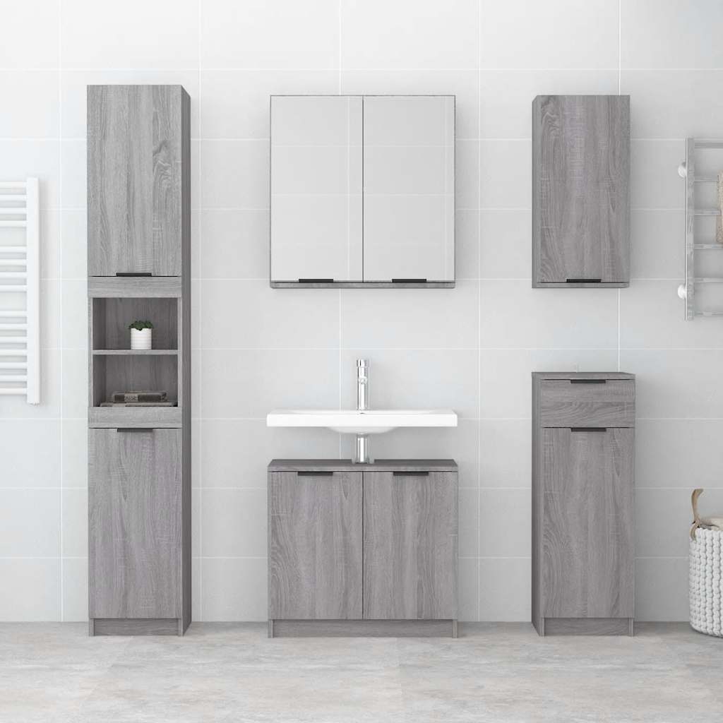 Mobile Bagno Grigio Sonoma 64,5x33,5x59 cm in Legno Multistrato | homemem39