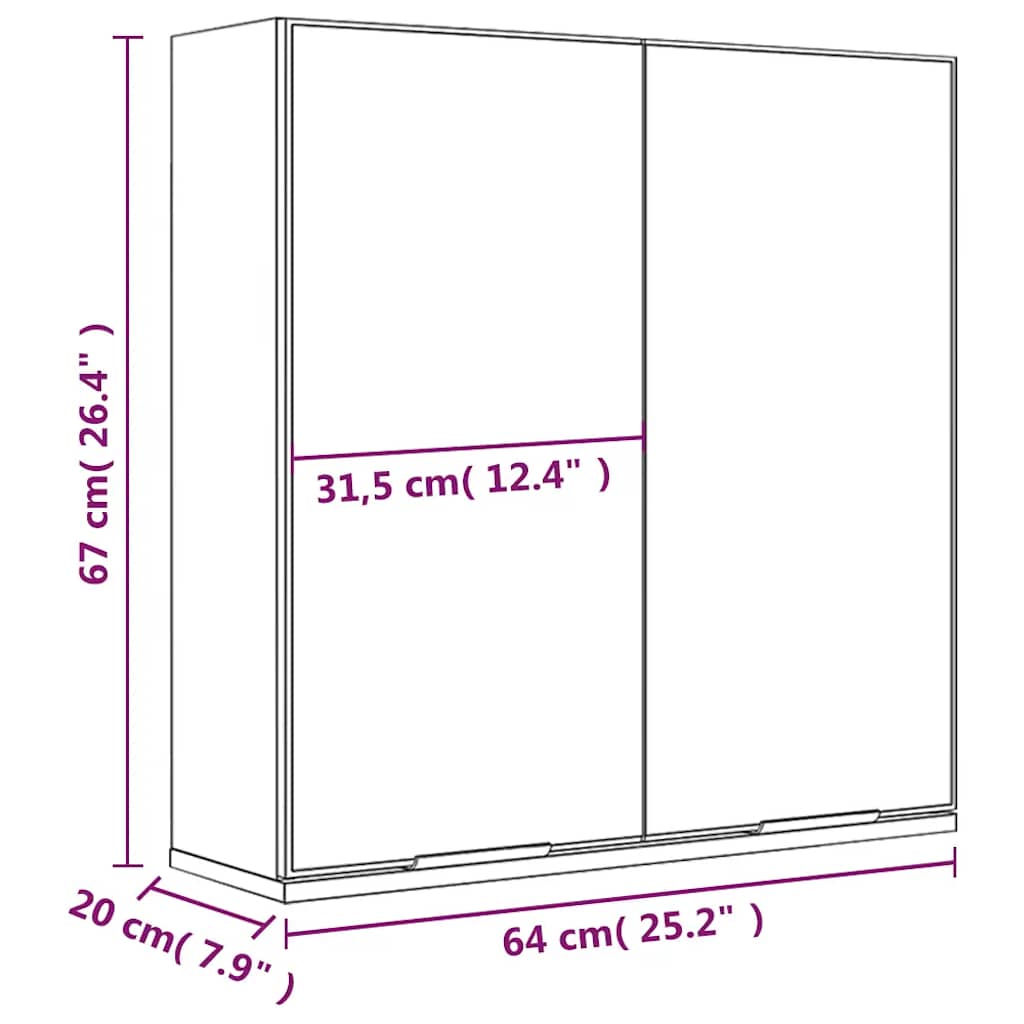 Armadietto a Specchio da Bagno Rovere Fumo 64x20x67 cm | homemem39