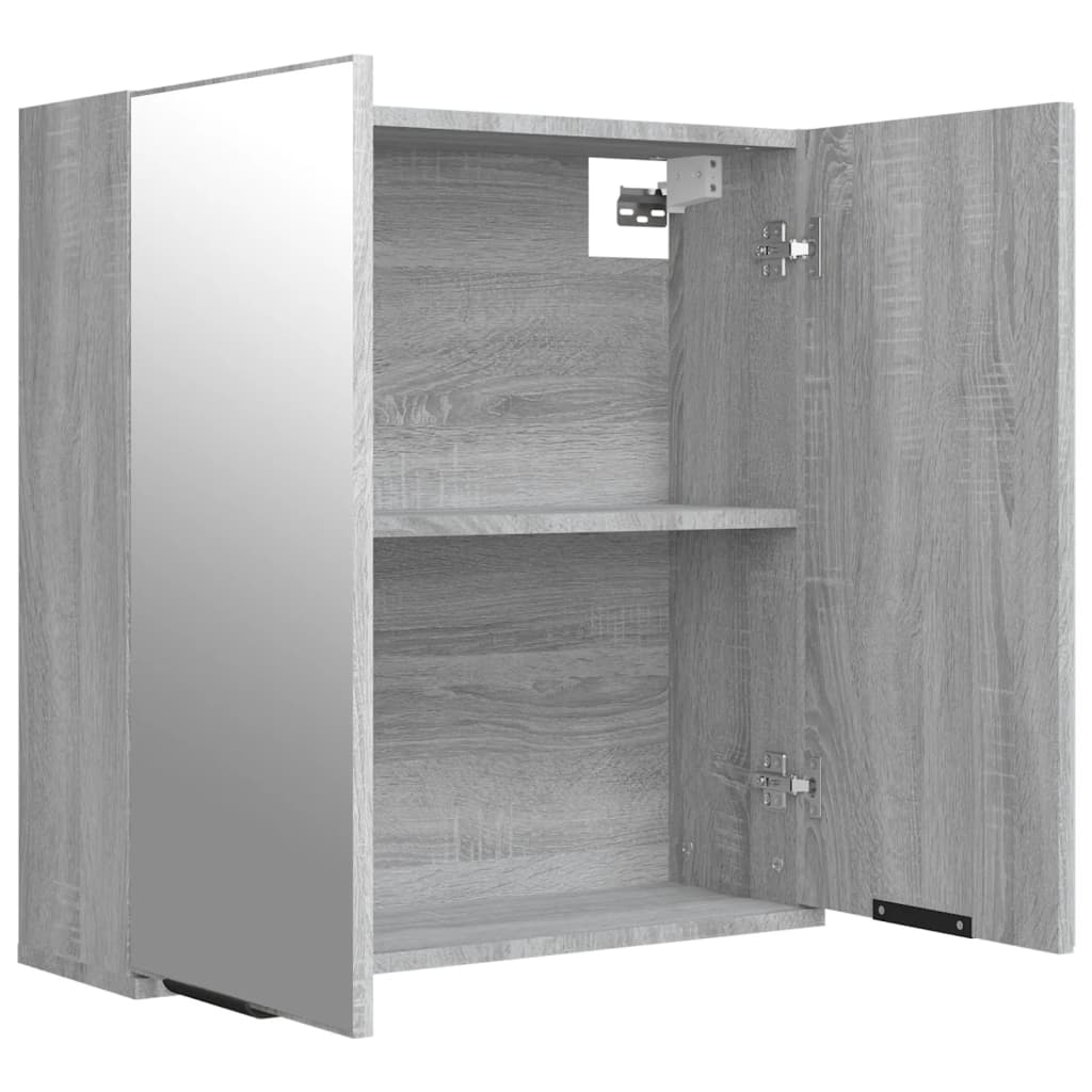 Armadietto a Specchio da Bagno Grigio Sonoma 64x20x67 cm | homemem39