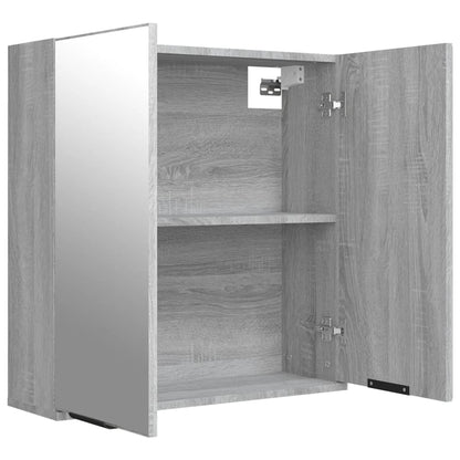 Armadietto a Specchio da Bagno Grigio Sonoma 64x20x67 cm | homemem39