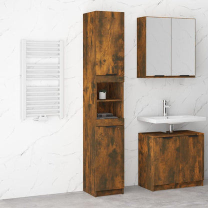 Armadietto Bagno Rovere Fumo 32x34x188,5cm in Legno Multistrato - homemem39