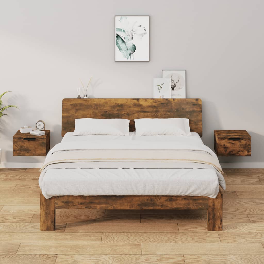 Comodini a Muro 2 pz Rovere Fumo 34x30x20 cm - homemem39