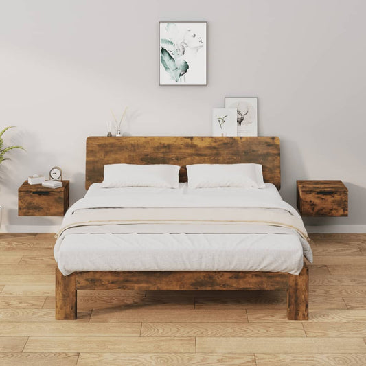 Comodini a Muro 2 pz Rovere Fumo 34x30x20 cm - homemem39