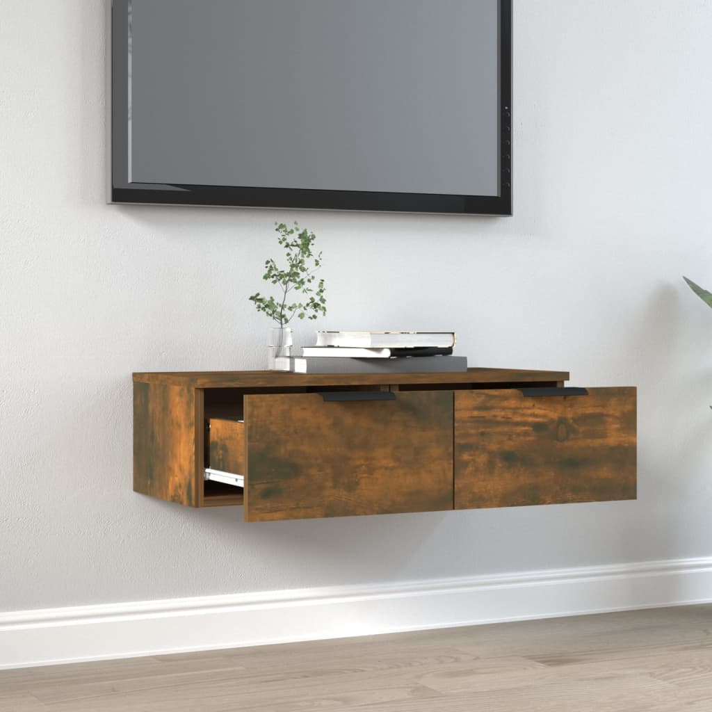 Smoked Oak Wall Cabinet 68x30x20 cm in Multilayer Wood