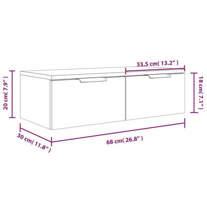 Smoked Oak Wall Cabinet 68x30x20 cm in Multilayer Wood