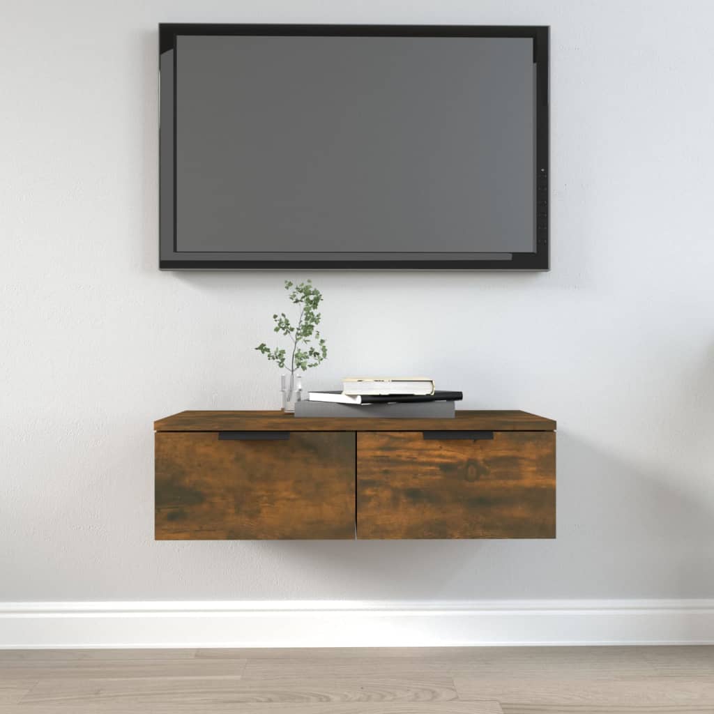 Smoked Oak Wall Cabinet 68x30x20 cm in Multilayer Wood