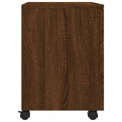 Schedario con Ruote Marrone Rovere 45x38x54cm Legno Multistrato
