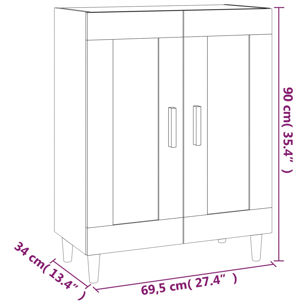 Credenza Rovere Fumo 69,5x34x90 cm in Legno Multistrato | homemem39