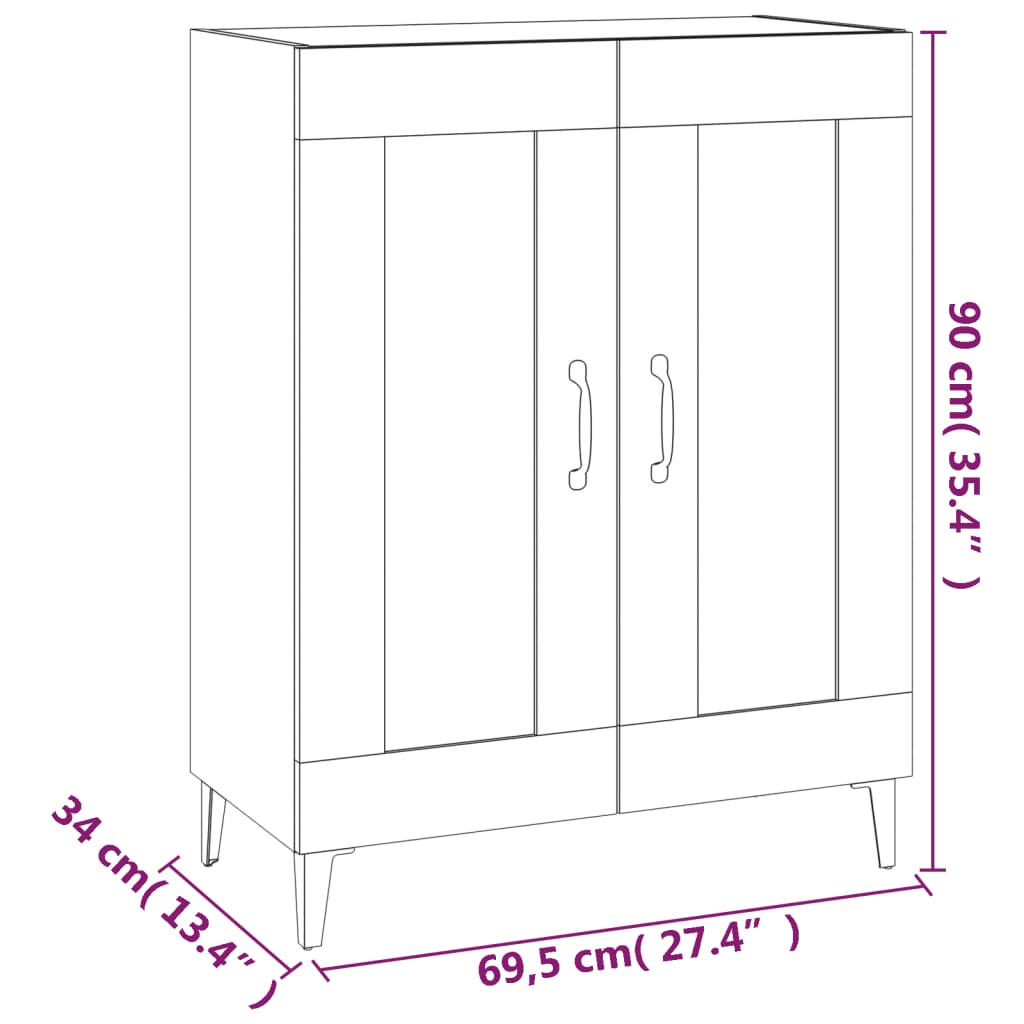Credenza Grigio Sonoma 69,5x34x90 cm in Legno Multistrato