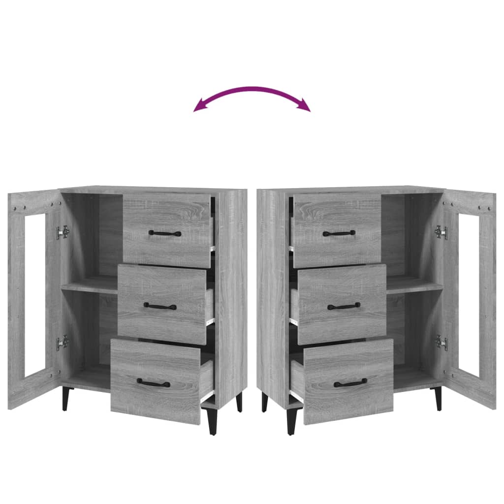 Credenza Grigio Sonoma 69,5x34x90 cm in Legno Multistrato - homemem39