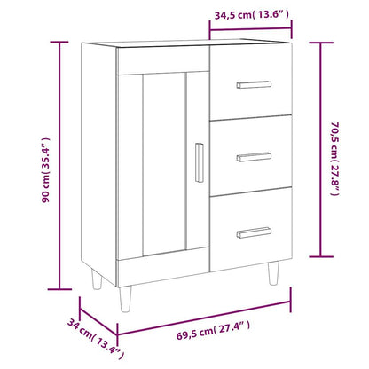 Credenza Grigio Sonoma 69,5x34x90 cm in Legno Multistrato