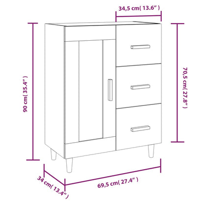 Credenza Rovere Marrone 69,5x34x90 cm in Legno Multistrato