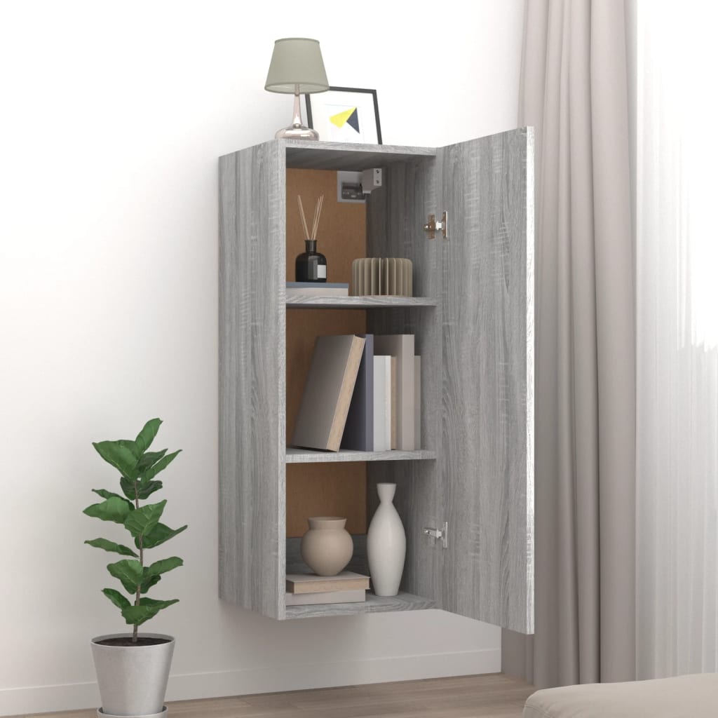 Armadietto a Muro Grigio Sonoma 34,5x34x90 cm Legno Multistrato | homemem39