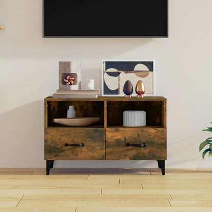 Mobile Porta TV Rovere Fumo 80x36x50 cm in Legno Multistrato - homemem39