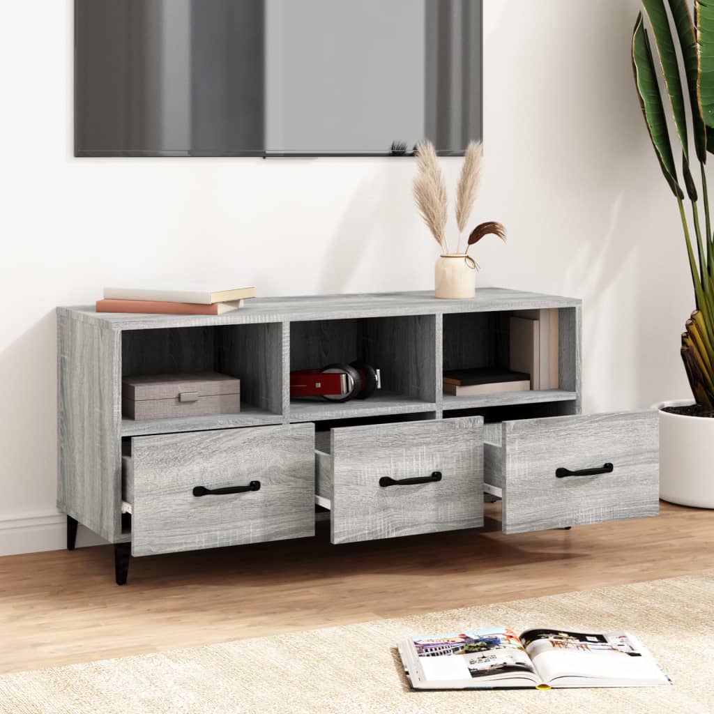 Mobile TV Grigio Sonoma 102x35x50 cm in Legno Multistrato - homemem39