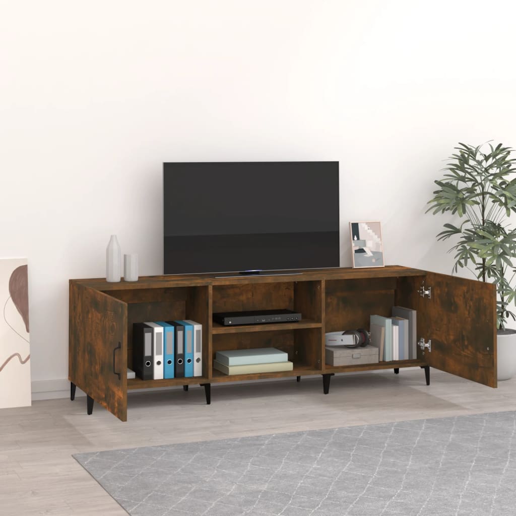 Mobile Porta TV Rovere Fumo 150x30x50 cm in Legno Multistrato - homemem39