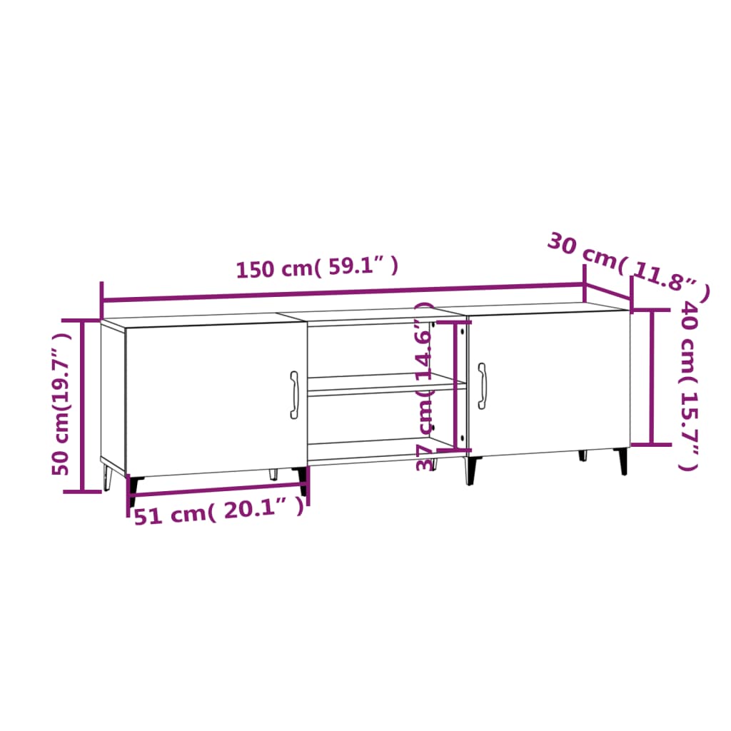 Mobile Porta TV Grigio Sonoma 150x30x50 cm in Legno Multistrato