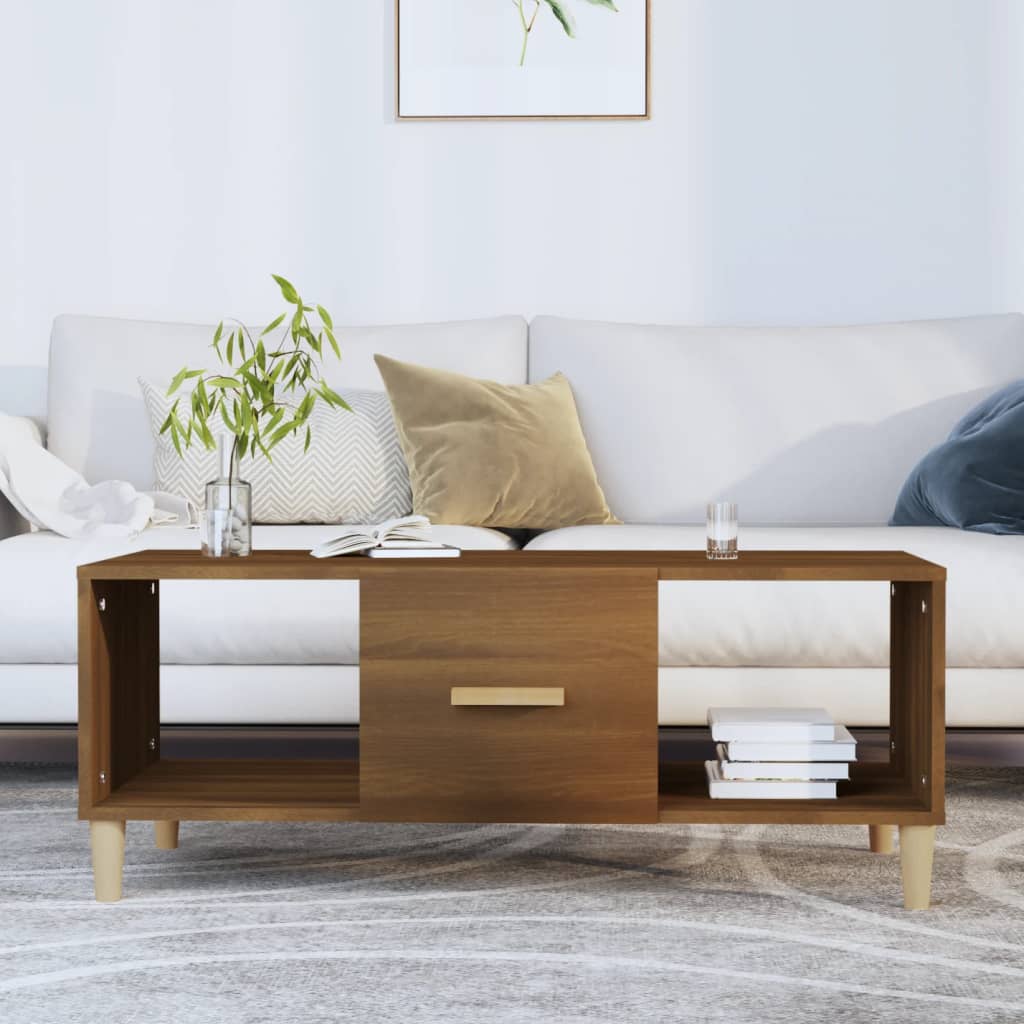 Tavolino Salotto Rovere Marrone 102x50x40 cm Legno Multistrato | homemem39