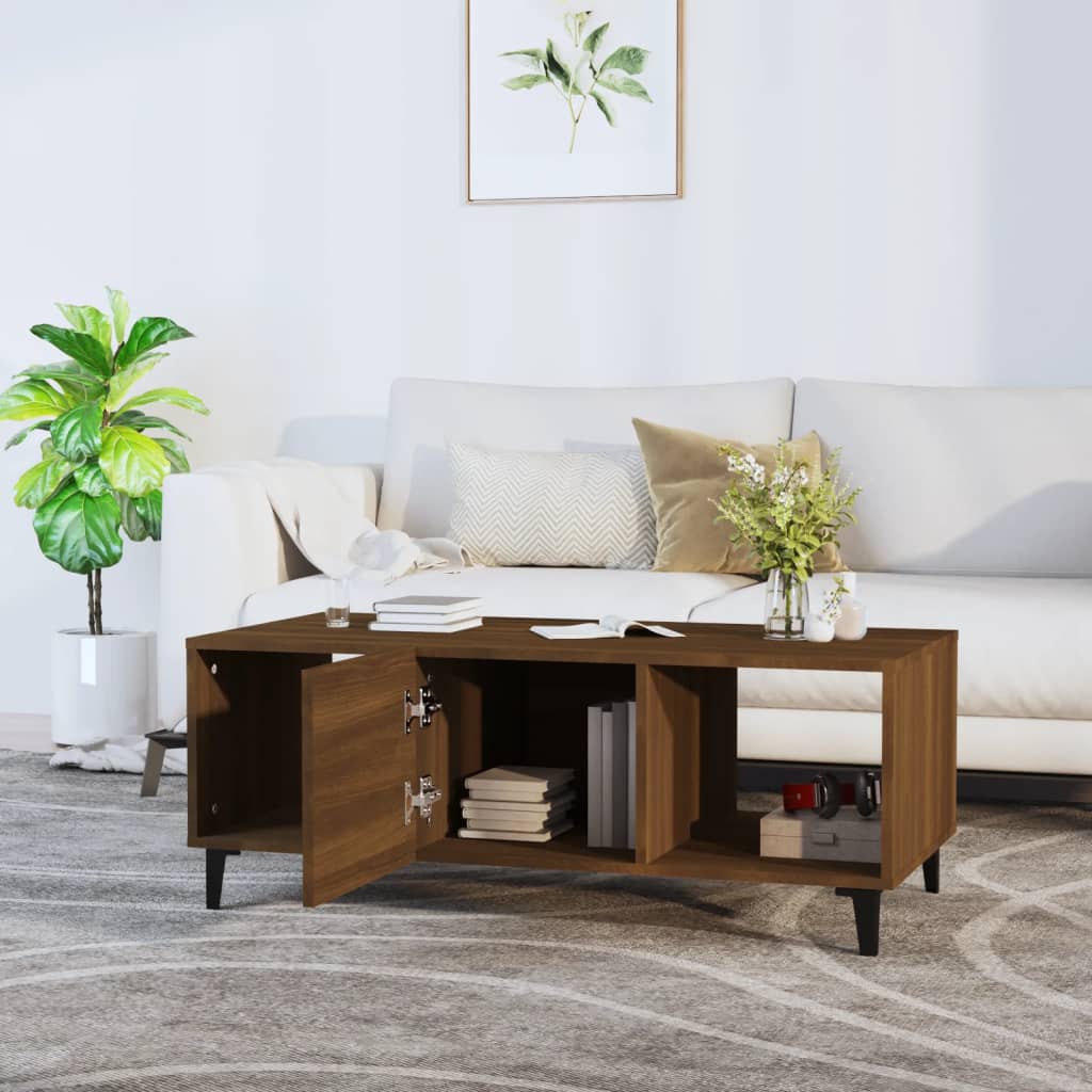 Tavolino da Caffè Rovere Marrone 102x50x40 cm Legno Multistrato | homemem39