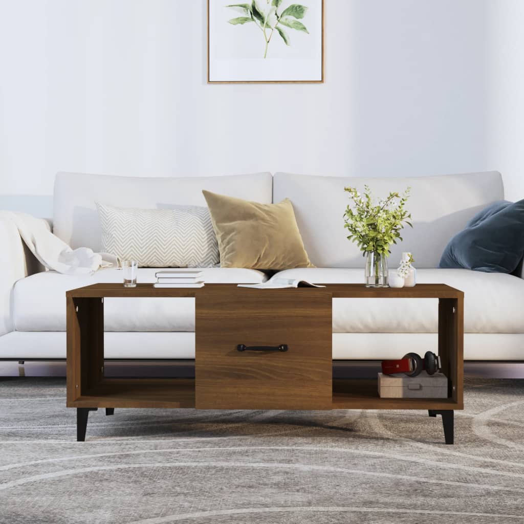 Tavolino da Caffè Rovere Marrone 102x50x40 cm Legno Multistrato | homemem39