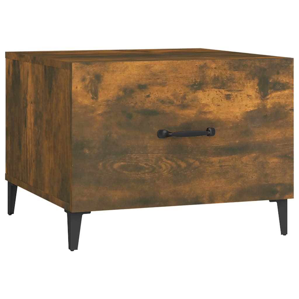 Tavolino da Salotto con Gambe in Metallo Rovere Fumo 50x50x40cm | homemem39
